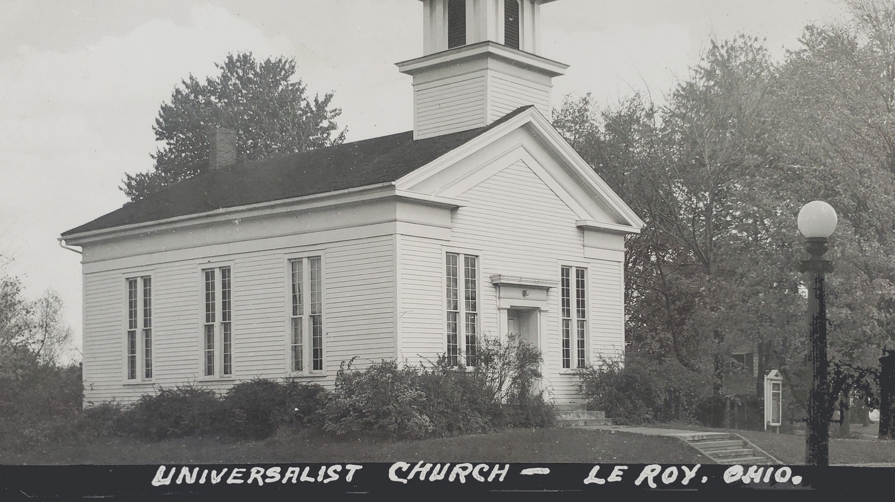 Universalist Church, 1950s postcards, Westfield Center, OH