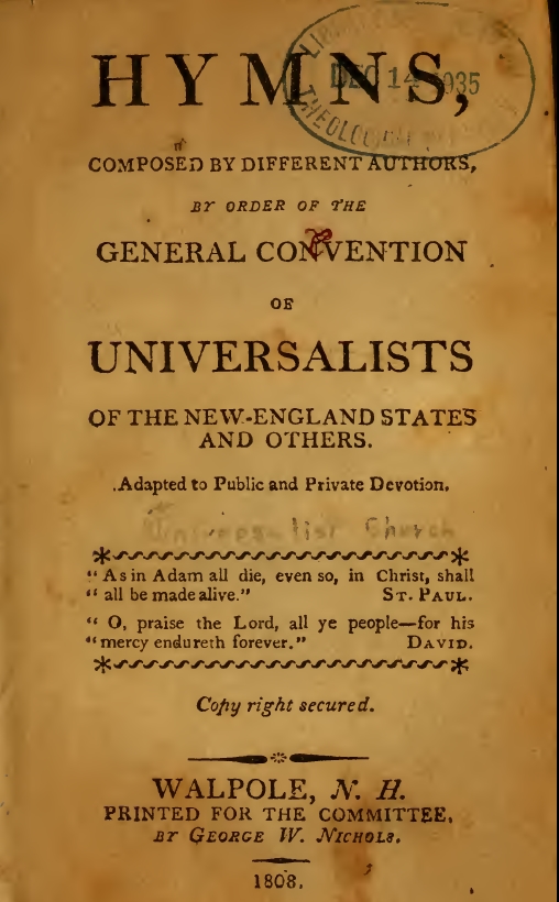 1808 Hymnal Cover