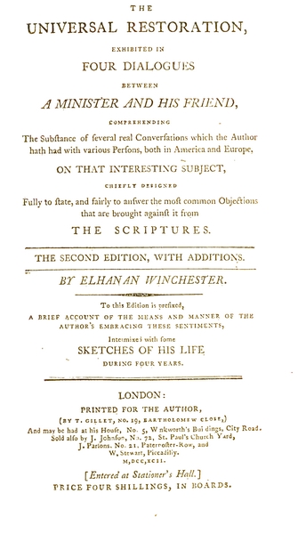 title page, 'Universal Restoration, Winchester