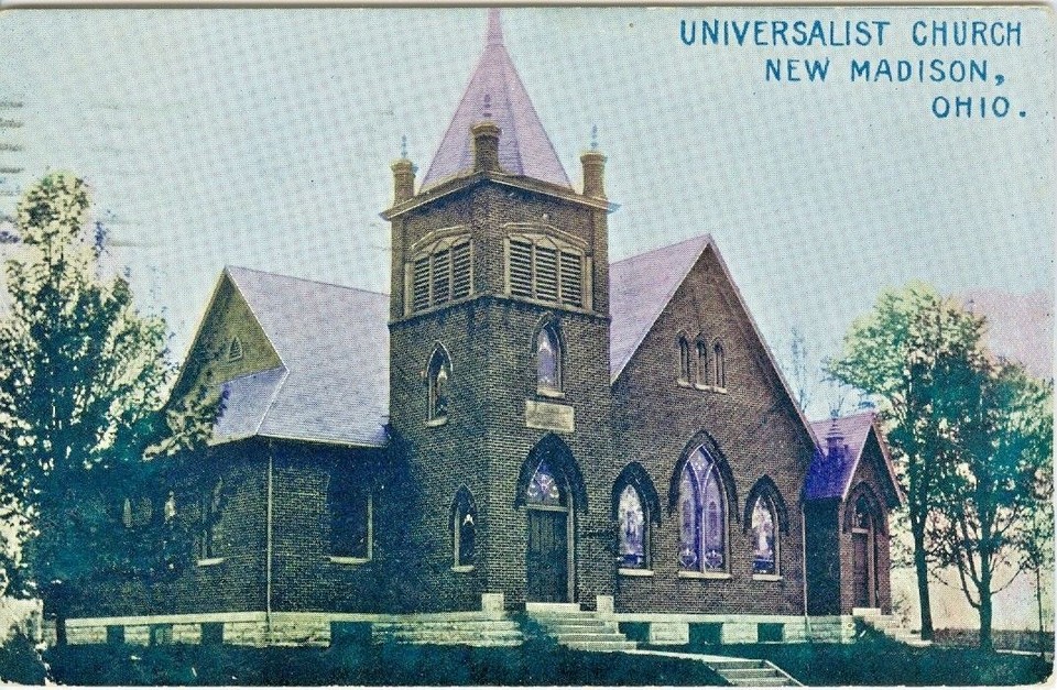 Universalist Church, New Madison, post card