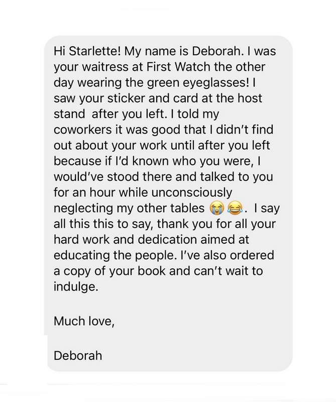 Instagram note to author