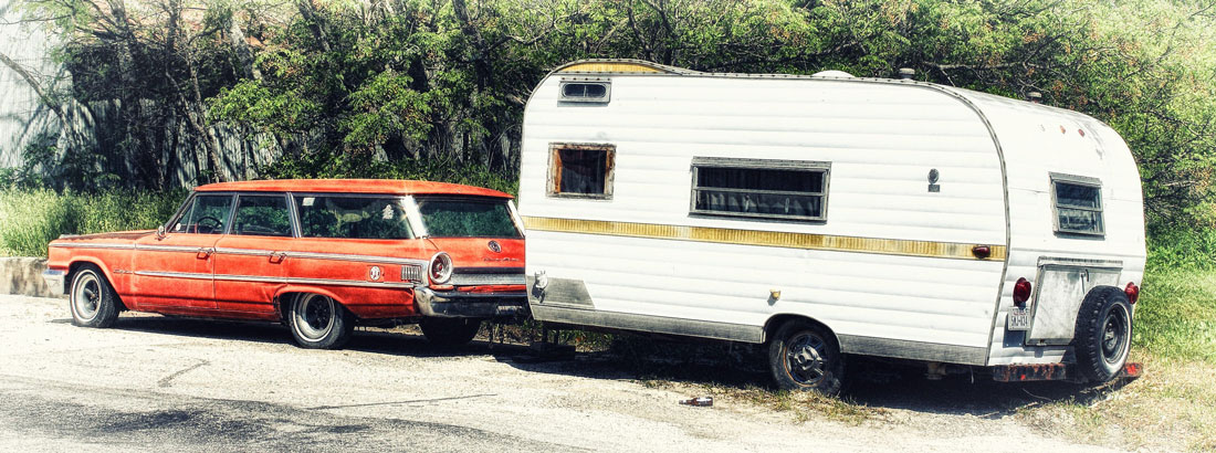 'One the Road Again'(Ford Fairlane wagon with trailer, Granger, Texas)