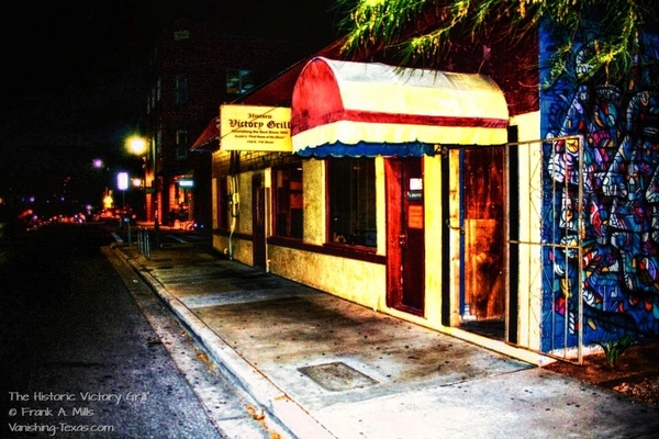 Historic Victory Grill at night, Austin