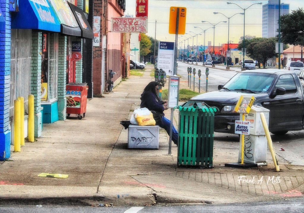 Woman waiting for the bus